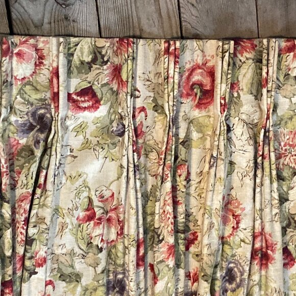 VINTAGE BARKCLOTH FLORAL PINCH PLEAT DRAPES POPPIES 73" - Picture 1 of 16